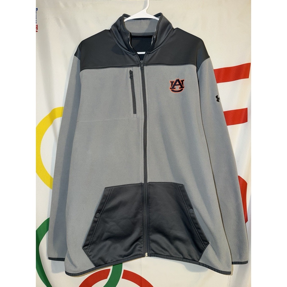 Under Armour Auburn Tigers Fleece Jacket Mens XL Gray Football Polartec